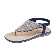 Nya Rhinestone Shell Flip-Flops Sandaler Sommar Beach Skor För Kvinnor Mode Casual Låg Klack Flat Slides Tofflor