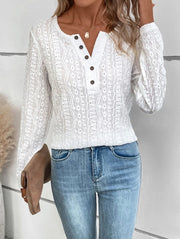 Sommar enfärgad långärmad ihålig fritidsskjorta