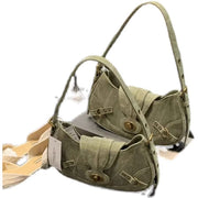 American Retro Army Green Stitching Army Bag
