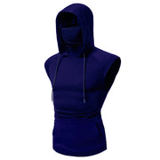 Män Mask Button Sport Väst Hooded