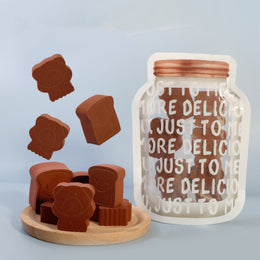 6st Kapmore söt sminksvamp Tecknad Björn Toast Dekor Kosmetisk Puff med påse