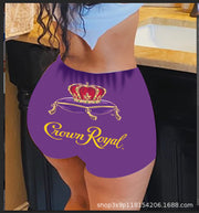 Sexiga tighta shorts för kvinnor för kvinnor med korta mönstertryckta yogabyxor