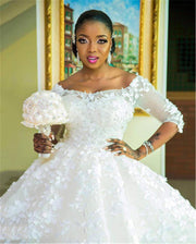 Gravida kvinnor Prinsessan Bröllopsklänning Bröllop Plus Size Tail Bröllopsklänning