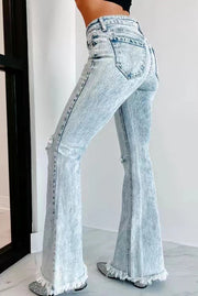Zerrissene Jeans mit hoher Taille und Waschung für Damen