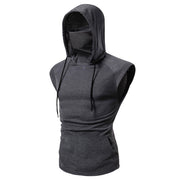 Män Mask Button Sport Väst Hooded
