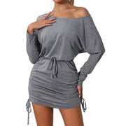 Modisches, einfarbiges Frühlingskleid für Damen