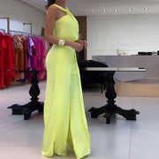 Jumpsuit med vida ben för kvinnor i enfärgad färg