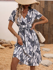 Kvinnors sommar liten blommig kortärmad klänning