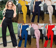 Sommarmode Snörningsknapp Kortärmad Jumpsuit för kvinnor