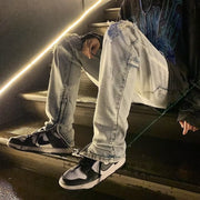 Trendy Ripped Jeans Herren Amerikanischer Stil Retro Washed Distressed