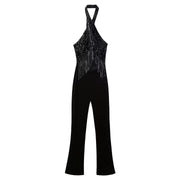 New Halter Backless Tassel Beads Decoration Jumpsuit
