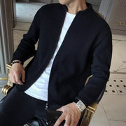 Fall Winter Men Solid Color Knitted Cardigan Sweater Coat