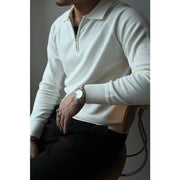 Men's Lightly Mature Half Zipper Knitted Polo Shirt