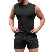 Summer Sleeveless Shorts Sports Black Cotton Vest Non-hooded Clothing