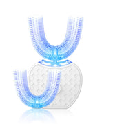 360 grader intelligent automatisk elektrisk tandborste Vattentät U-typ tandborste blekning blått ljus USB-laddning 