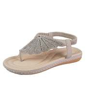 Nya Rhinestone Shell Flip-Flops Sandaler Sommar Beach Skor För Kvinnor Mode Casual Låg Klack Flat Slides Tofflor