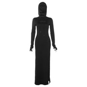 Women's New Slit High Waist Slim-fit Hood Dress
