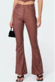 High Waist Skinny Sheepskin Fleece-lined Casual Flared Pants