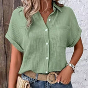 Lapel Pocket Raglan Sleeve Single-breasted Shirt