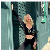 Sexig Sweet Hot Girl Tight Kontrastfärg Kortärmad kostym