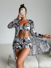 Europeisk och amerikansk flerfärgad specialtyg Modebikini Tredelad baddräkt för kvinnor