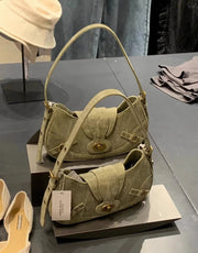 American Retro Army Green Stitching Army Bag