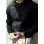 Men's Lightly Mature Half Zipper Knitted Polo Shirt