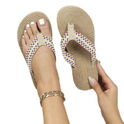 Pp Grass Woven Flip Flops For Women Summer