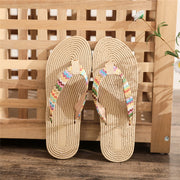 Pp Grass Woven Flip Flops For Women Summer