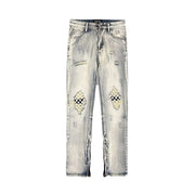 Trendy Ripped Jeans Herren Amerikanischer Stil Retro Washed Distressed