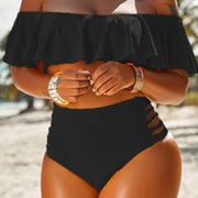 Ny Split Baddräkt Off-shoulder Ruffled Split Beach Bikini