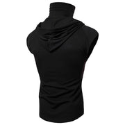 Män Mask Button Sport Väst Hooded
