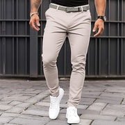 Herrenhose mit enger Tasche und Reißverschluss in reiner Farbe, Business-Casual-Schlankschnitt