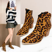 Europeisk och amerikansk platt leopardmönstrad spetsad dragkedja i sidled för kvinnor, Casual Pumps