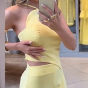 Modischer Jumpsuit mit weitem Bein und einfarbigem Schnitt für Damen