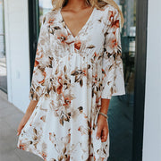 Sommerkleid mit Blumenmuster und V-Ausschnitt für Damen