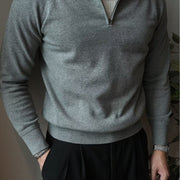 Men's Lightly Mature Half Zipper Knitted Polo Shirt