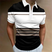 Europäisches und amerikanisches Poloshirt mit 3D-Digitaldruck und Reißverschluss für Herren in Übergröße