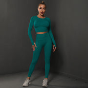 Solid Color Knitted Peach Hip Tight Hip Slimming Yoga Pants Suit