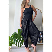 Loose Sequin Trousers INS Style Casual Fashion Elastic Waist Bloomers Pants For Womens Clothing