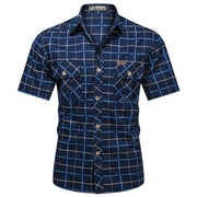 Fashion Men's Short Sleeve Plaid Shirt
