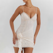 Stitching Mesh Camisole Backless Hip Skirt