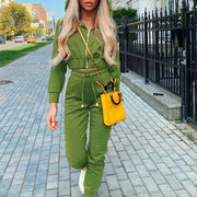 Mode långärmad sportdräkt med huva för kvinnor