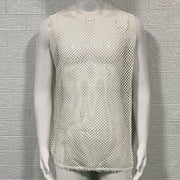 Einfarbige, ärmellose Weste mit Rundhalsausschnitt und Hohlstrick