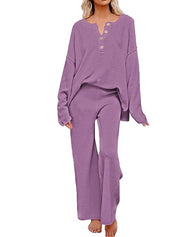 Damkläder Enfärgad Mode Lös Fritidsdräkt Två delar