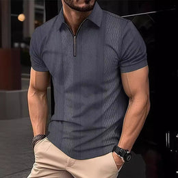 Pikétröja för män med tryckslagsknapp