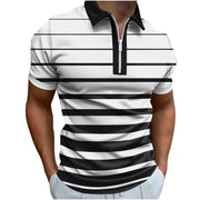 Europäisches und amerikanisches Poloshirt mit 3D-Digitaldruck und Reißverschluss für Herren in Übergröße