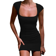 Women's Fashion Square Collar Short Sleeve Dress