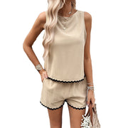 Dammode Casual ärmlös topp shorts kostym