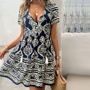 Kvinnors Temperament Fritid Holiday Blommigt tryck V-ringad klänning